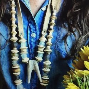 Twine and Twig Long Necklace with Antler